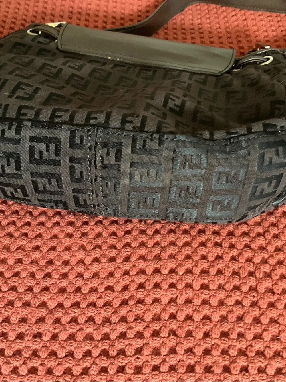 Fendi Brown Monogram Shoulder Bag with Silver Hardware